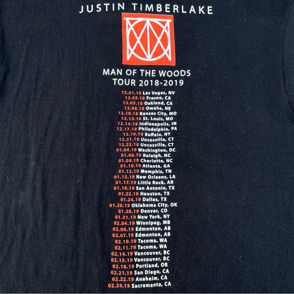 Justin Timberlake Man of The Woods Music Tour Black Graphic T-shirt - Picture 4 of 7